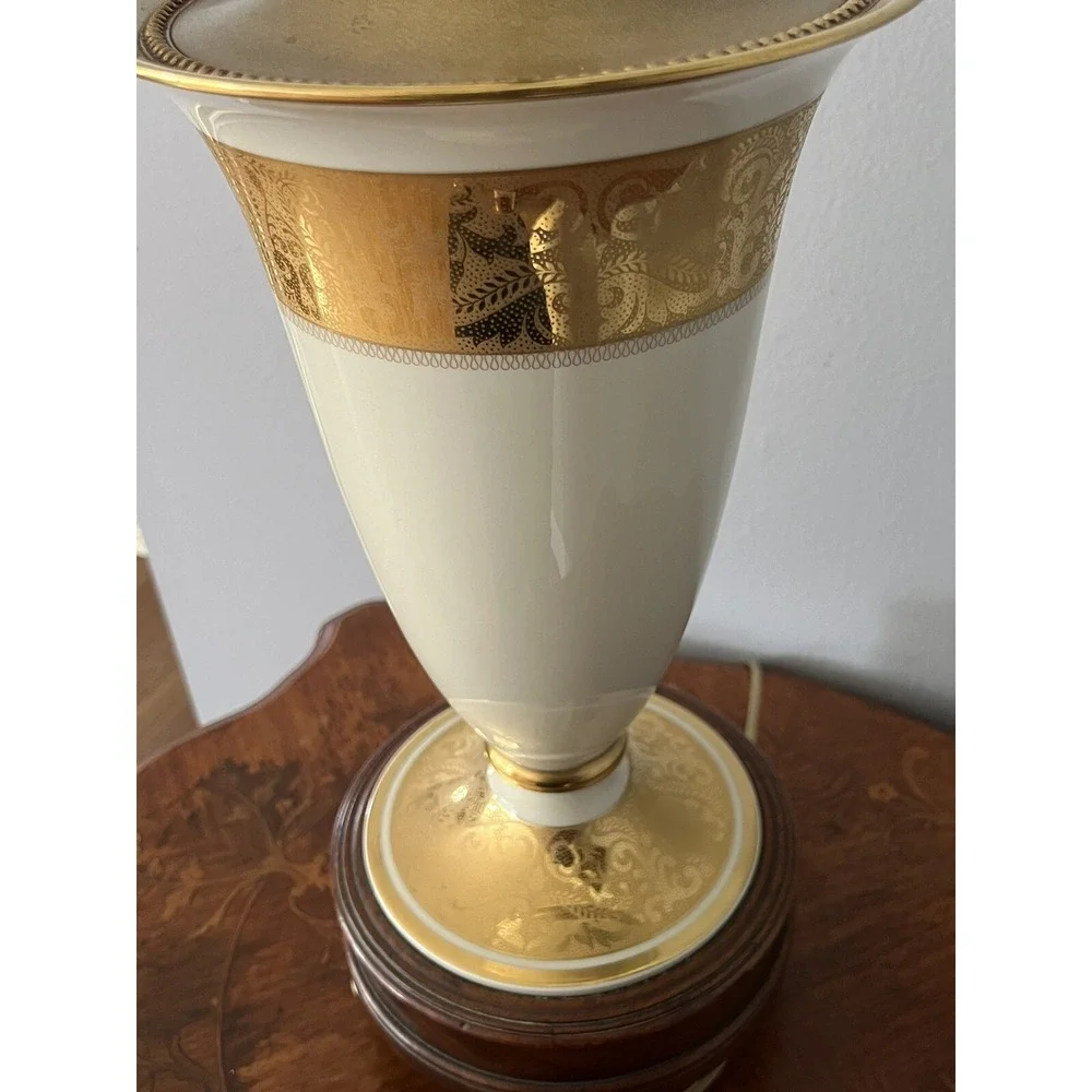 Vintage Rosenthal Porcelain Vase Table Lamp Rich Gold Accent 32